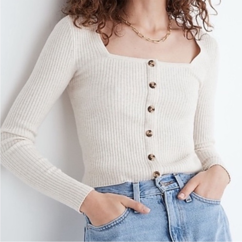 Madewell Cream Ribbed Cardigan